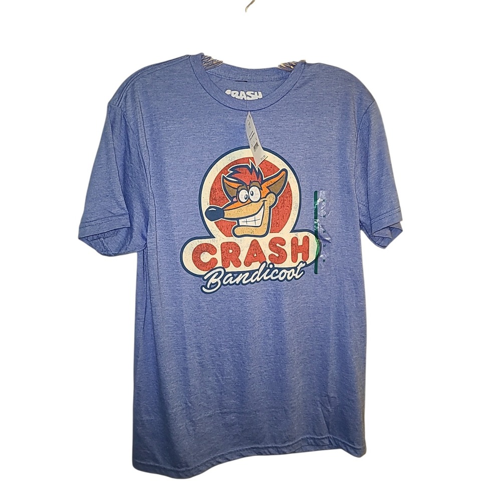 Crash Bandicoot T-Shirt NWT M Royal Heather Blue Graphic Tee Video Game Retro